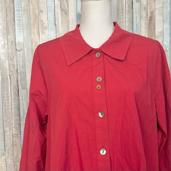 Eleven Stitch Design S Red Swing Button Down Shirt Top Blouse Lagenlook - Picture 4 of 8